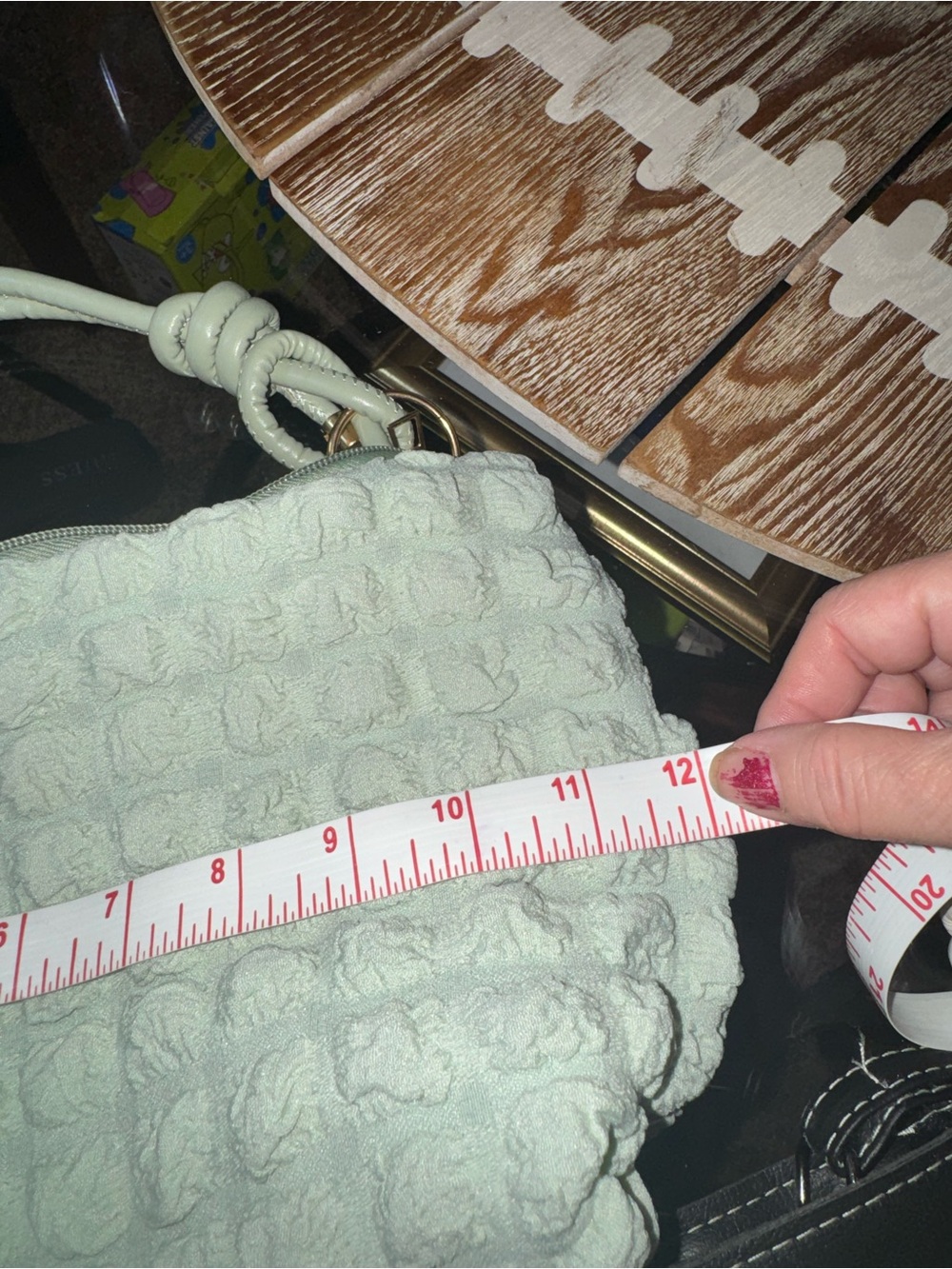 Stylish Textured Knit Top-Handle Bag in Sage Green - Picture 8 of 9